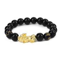Gemstone Bracelets Obsidian with Zinc Alloy fashion jewelry & Unisex 175mm Sold Per Approx 6.9 Inch Strand