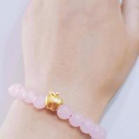 Quartz Bracelets Rose Quartz with Zinc Alloy fashion jewelry & for woman pink Sold Per Approx 6.9 Inch Strand