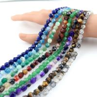 Blandet Gemstone perler, Agate, Runde, poleret, Star Cut Faceted, flere farver til valg, 8mm, Solgt af Strand