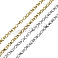 Stainless Steel Chain halskæde, forgyldt, Unisex & Rolo kæde, flere farver til valg, 6mm, Solgt Per Ca. 23 inch Strand