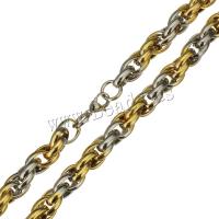Stainless Steel Chain halskæde, forgyldt, Unisex, flere farver til valg, 11mm, Solgt Per Ca. 23 inch Strand