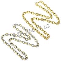 Stainless Steel Chain halskæde, forgyldt, Unisex & oval kæde, flere farver til valg, 3.50mm, Længde Ca. 24 inch, 10Strands/Lot, Solgt af Lot