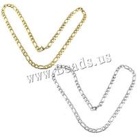 Stainless Steel Chain Necklace, plated, Unisex & figaro chain, more colors for choice, 15x7x1.5mm, 11x7x1.5mm, 10Strands/Lot, Sold By Lot