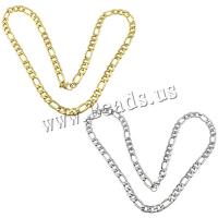 Stainless Steel Chain Necklace, plated, Unisex & figaro chain, more colors for choice, 17x8x2mm, 12x8x2mm, Length:Approx 24 Inch, 10Strands/Lot, Sold By Lot