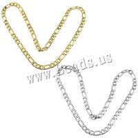 Stainless Steel Chain Necklace, plated, figaro chain, more colors for choice, 19x8.5x2mm, 13x8.5x2mm, Length:Approx 24 Inch, 10Strands/Lot, Sold By Lot