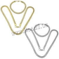 Fashion Stainless Steel Jewelry Sets, plated, Unisex & wheat chain, more colors for choice, 6.50mm, Length:Approx 23 Inch, Approx 8.5 Inch, 10Strands/Lot, Sold By Lot