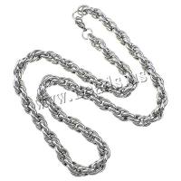 Rostfritt stål kedja halsband, ROSTFRITT STÅL, Rope Chain, ursprungliga färgen, 12x9x1.5mm, 2.5mm, Längd Ca 24 inch, 10Strands/Lot, Säljs av Lot