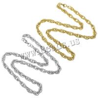 Stainless Steel Chain Necklace, plated, rope chain, more colors for choice, 10x7x1mm, 2mm, Length:Approx 23.5 Inch, 10Strands/Lot, Sold By Lot