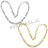 Stainless Steel Chain Necklace, plated, different size for choice & figaro chain, more colors for choice, Length:Approx 24 Inch, 10Strands/Lot, Sold By Lot