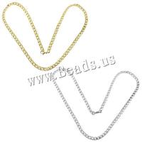 Stainless Steel Chain Necklace, plated, curb chain, more colors for choice, 9x6x1mm, Length:Approx 23.5 Inch, 10Strands/Lot, Sold By Lot