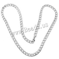 Stainless Steel Chain Necklace, curb chain, original color, 11x7x1.50mm, Length:Approx 24 Inch, 10Strands/Lot, Sold By Lot
