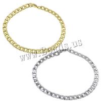 Stainless Steel Bracelet, plated, curb chain, more colors for choice, 9x6x1.50mm, Length:Approx 8.5 Inch, 10Strands/Lot, Sold By Lot