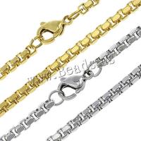 Stainless Steel Chain Necklace, plated, box chain, more colors for choice,  2.50x2.50x0.20mm, Length:Approx 20 Inch, 10Strands/Lot, Sold By Lot