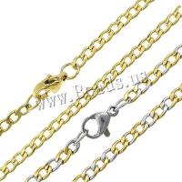 Stainless Steel Chain Necklace, plated, curb chain, more colors for choice, 5x3x0.70mm, Length:Approx 17.5 Inch, 10Strands/Lot, Sold By Lot