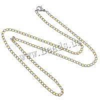 Stainless Steel Chain halskæde, forgyldt, bremse kæde & to tone, 4.50x3x1mm, Længde Ca. 20 inch, 10Strands/Lot, Solgt af Lot