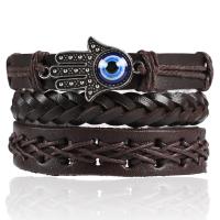 PU Leather Cord Bracelets with Zinc Alloy plated fashion jewelry & multilayer & Unisex 6cm 17-18CM 8-9CM Sold By Strand