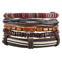 PU Leather Cord Bracelets plated fashion jewelry & multilayer & for man 40mm Sold By Strand