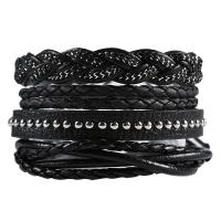 PU Leather Cord Bracelets, plated, fashion jewelry & multilayer & for man, 180mm, Sold By Strand