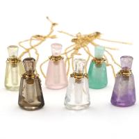 Natürlicher Quarz Parfüm-Flasche-Halskette, Parfümflasche, Modeschmuck, keine, 38x20x12mm, Länge:ca. 50 cm, verkauft von PC