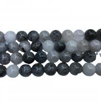 Natürlicher Quarz Perlen Schmuck, Schwarzer Rutilquarz, rund, poliert, DIY & verschiedene Größen vorhanden, keine, verkauft von Strang