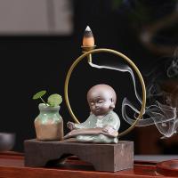Backflow Incense Burner, Porcelain, plated, for home and office & durable & different styles for choice, more colors for choice, 170x52x159mm, Sold By PC