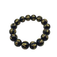 Βραχιόλια Gemstone, Black Stone, κοσμήματα μόδας & διαφορετικό μέγεθος για την επιλογή, μαύρος, 155mm, Sold Per Περίπου 6.2 inch Strand