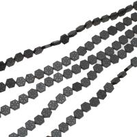 Perles hématite magnétique, hexagone, poli, 7x7x3mm, Vendu par brin