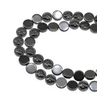 Magnetska hematita perle, Krug, uglađen, faceted, 10x10x3mm, Prodano Per Približno 16 inčni Strand