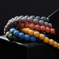 Natural Lava Beads, Round, more colors for choice, Sold By Strand