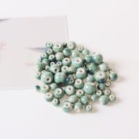 Porslin Smycken Pärlor, handgjord, grön, 6mm, 50PC/Bag, Säljs av Bag