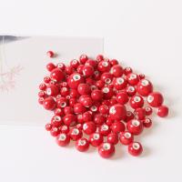 Polimero-Clay-Beads, porcellana, fatto a mano, rosso, 6mm, 50PC/borsa, Venduto da borsa