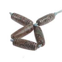Ágata natural tibetano Dzi Beads, Ágata tibetana, marrom, 30x10mm, vendido por Strand