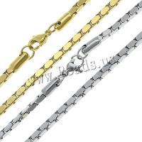 Stainless Steel Chain Necklace, plated, different size for choice & box chain, more colors for choice, Length:Approx 19.5 Inch, 10Strands/Lot, Sold By Lot