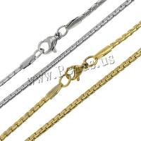 Stainless Steel Chain Necklace, plated, box chain, more colors for choice, 2mm, Length:Approx 17.5 Inch, 10Strands/Lot, Sold By Lot