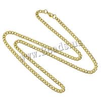 Stainless Steel Chain Necklace, gold color plated, curb chain, 5x3.50x0.70mm, Length:Approx 20 Inch, 10Strands/Lot, Sold By Lot