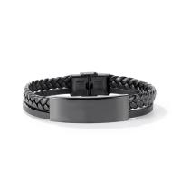 PU Leather Cord Bracelets Stainless Steel with PU Leather fashion jewelry & for man Sold Per 8.46 Inch Strand