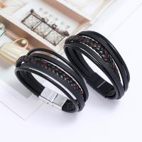 PU Leather Cord Bracelets Zinc Alloy with PU Leather fashion jewelry & Unisex nickel lead & cadmium free 20.5-22cm Sold By Strand