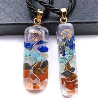 Gemstone Pendants Jewelry Resin with Natural Stone fashion jewelry & DIY multi-colored Sold By PC