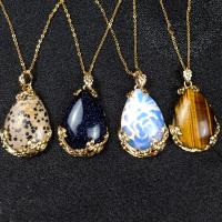 Gemstone Pendants Jewelry, Natural Stone, fashion jewelry & DIY, more colors for choice, 30*45mm, Sold By PC