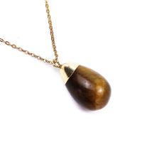Natural Tiger Eye Pendants fashion jewelry & DIY brown 14*27mm Sold By Bag