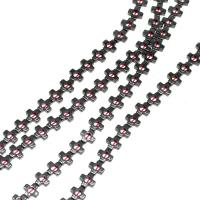Perles hématite magnétique, croix, poli, 5x5x3mm, Vendu par Environ 16 pouce brin