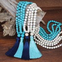turquoise collier de chandail, avec corde de coton, pour femme, plus de couleurs à choisir, 6mm,115mm, Vendu par Environ 29.52 pouce brin