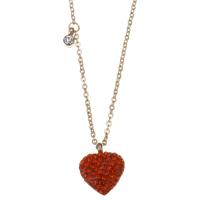 Stainless Steel Jewelry Necklace Heart plated fashion jewelry & for woman & with rhinestone 1.5mm Sold Per 15 Inch 2 Inch Strand