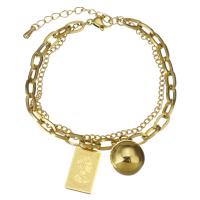 Stainless Steel smycken Armband, ROSTFRITT STÅL, plated, mode smycken & för kvinna, guld, 10x18mm,12x15mm,4.5mm, Såld Per 6.5 inch, 1.5 inch Strand
