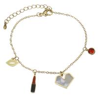 Bijoux bracelet en acier inoxydable, Placage, bijoux de mode & pour femme, Or, 3.5x15mm,14x11mm,1.5mm, Vendu par 6.5 pouce, 1.5 pouce brin