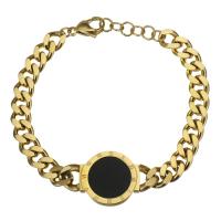 Stainless Steel smycken Armband, ROSTFRITT STÅL, plated, mode smycken & för kvinna, guld, 32x17.5mm,7mm, Såld Per 6.5 inch, 0.5 inch Strand