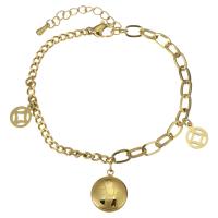 Stainless Steel smycken Armband, ROSTFRITT STÅL, plated, mode smycken & för kvinna, guld, 12x14.5mm,3mm, Såld Per 6.5 inch, 1.5 inch Strand