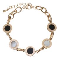 Bijoux bracelet en acier inoxydable, Placage, bijoux de mode & pour femme, couleur or rose, 16x10mm, Vendu par 6 pouce, 1.5 pouce brin