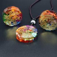 Gemstone Pendants Jewelry Natural Stone with Zinc Alloy Round epoxy gel DIY nickel lead & cadmium free Sold By PC