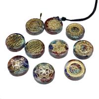 Gemstone Pendants Jewelry Natural Stone with Zinc Alloy Round epoxy gel DIY nickel lead & cadmium free Sold By PC